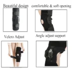 Features of hinged knee brace, velcro adjustable neoprene knee support for rehabilitation